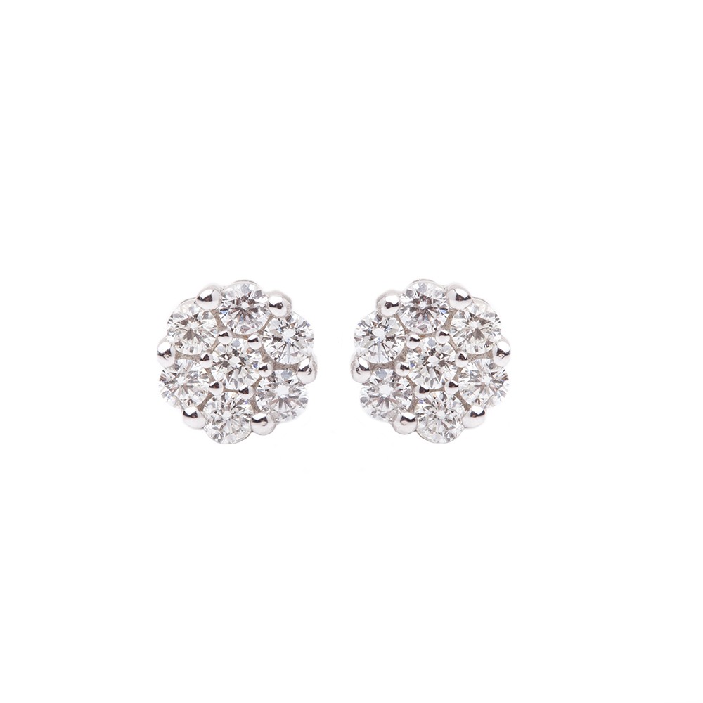 Pendientes de diamantes en forma de rosetón con 0.75 cts