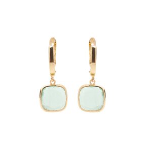 Pendientes con piedra de color verde en oro de 18K