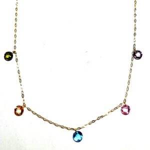 Collar combinado con piedras de color en oro 18K