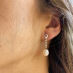 Pendientes de circonitas y perla en oro 18K