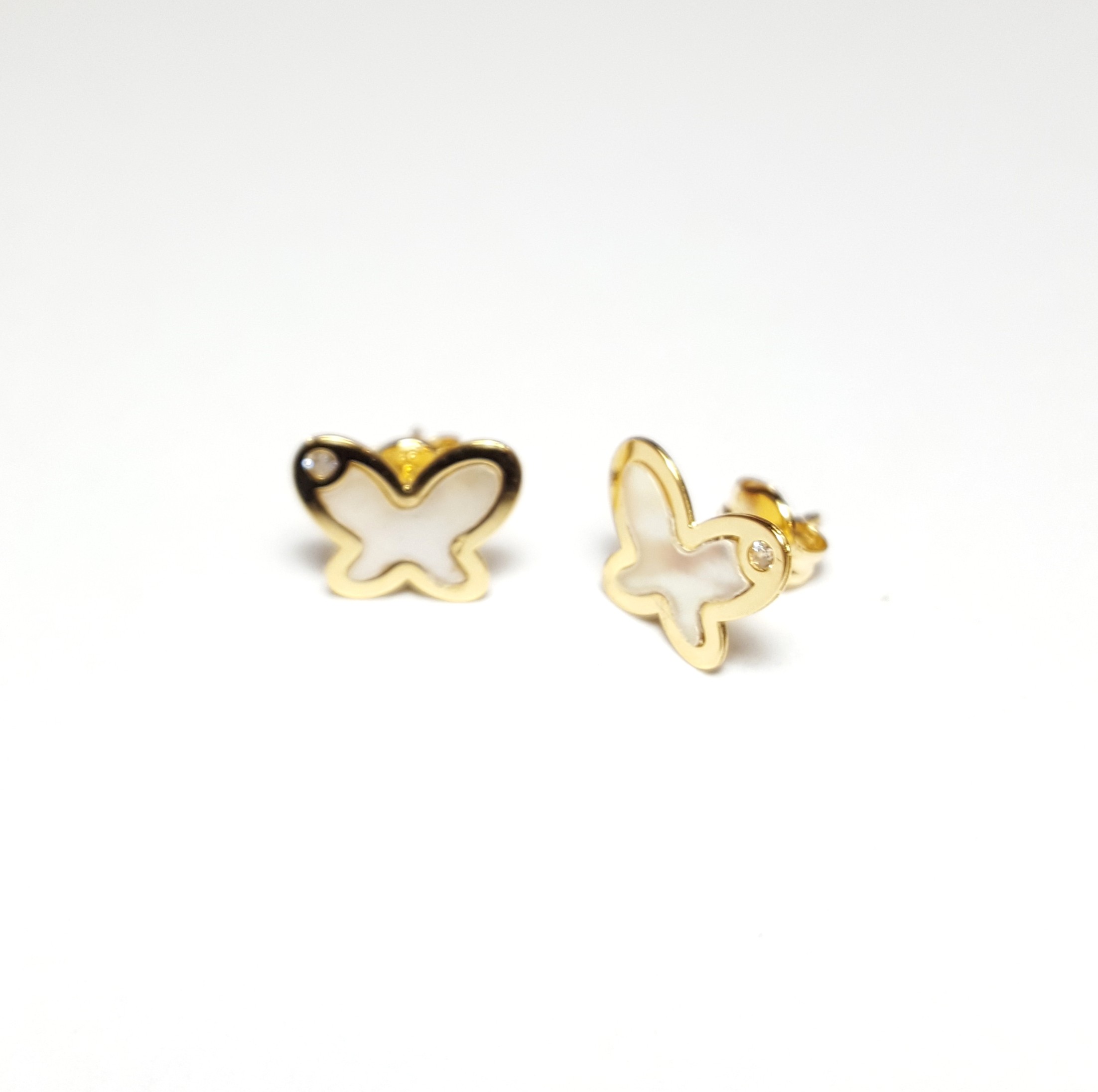 Pendientes de circonitas y Nacar en oro 18K