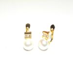 Pendientes de circonitas y perla en oro 18K