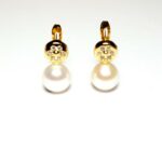 Pendientes de circonitas y perla en oro 18K