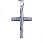 Cruz de circonitas en oro blanco de 18K