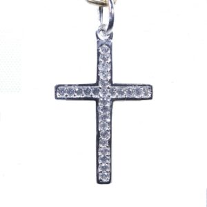 Cruz de circonitas en oro blanco de 18K