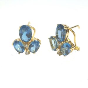 Pendientes de circonitas y London Blue en 18K