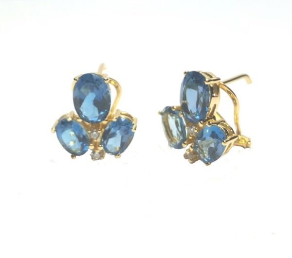 Pendientes de circonitas y London Blue en 18K