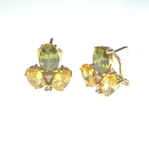 Pendientes de circonitas y piedra de color en oro 18K