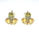 Pendientes de circonitas y piedra de color en oro 18K