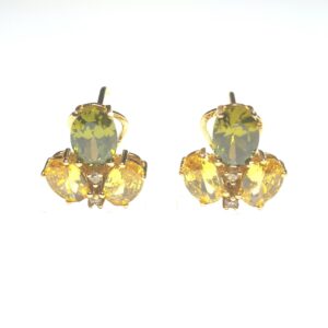 Pendientes de circonitas y piedra de color en oro 18K