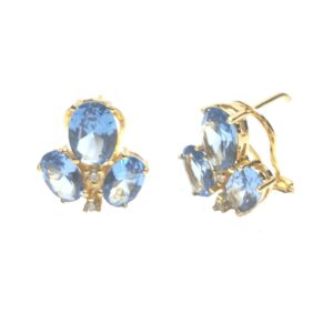 Pendientes de circonitas y piedra de color en 18K