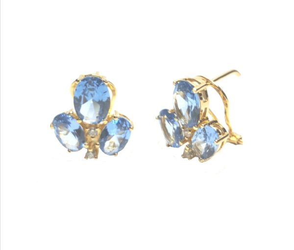 Pendientes de circonitas y piedra de color en 18K