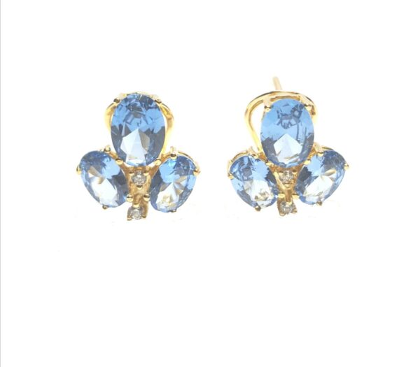 Pendientes de circonitas y piedra de color en 18K