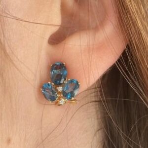 Pendientes de circonitas y London Blue en 18K