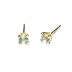 Pendientes con piedra de color Topacio Azul en oro 18K