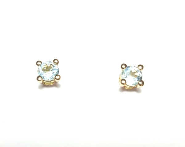 Pendientes con piedra de color Topacio Azul en oro 18K