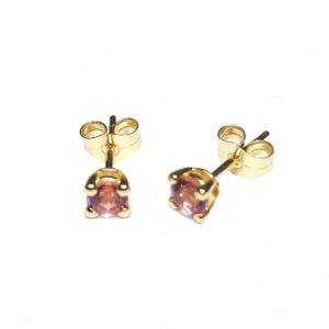 Pendientes con piedra de color Topacio Rosa en oro 18K