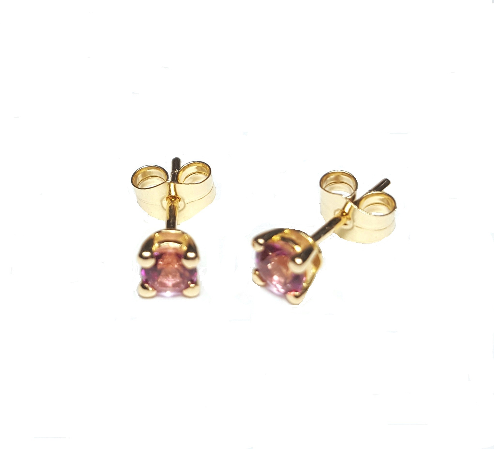 Pendientes con piedra de color Topacio Rosa en oro 18K