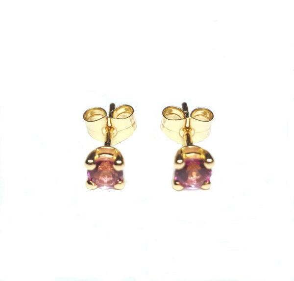 Pendientes con piedra de color Topacio Rosa en oro 18K