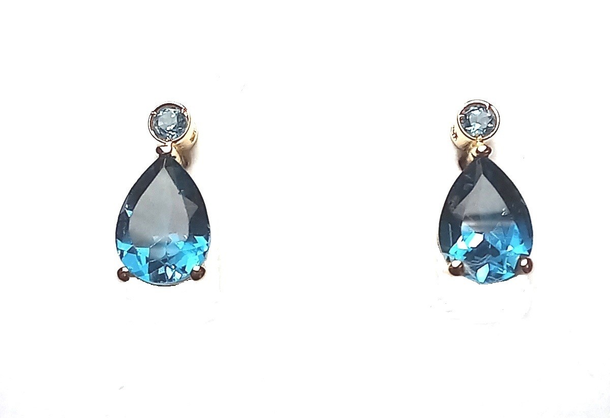 Pendientes con London Blue semiprecioso en oro 18K