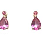 Pendientes con Topacio Rosa semiprecioso en oro 18K