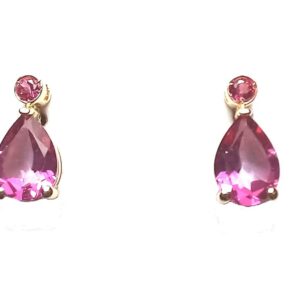 Pendientes con Topacio Rosa semiprecioso en oro 18K