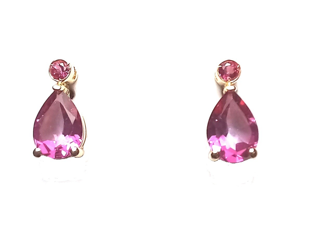 Pendientes con Topacio Rosa semiprecioso en oro 18K