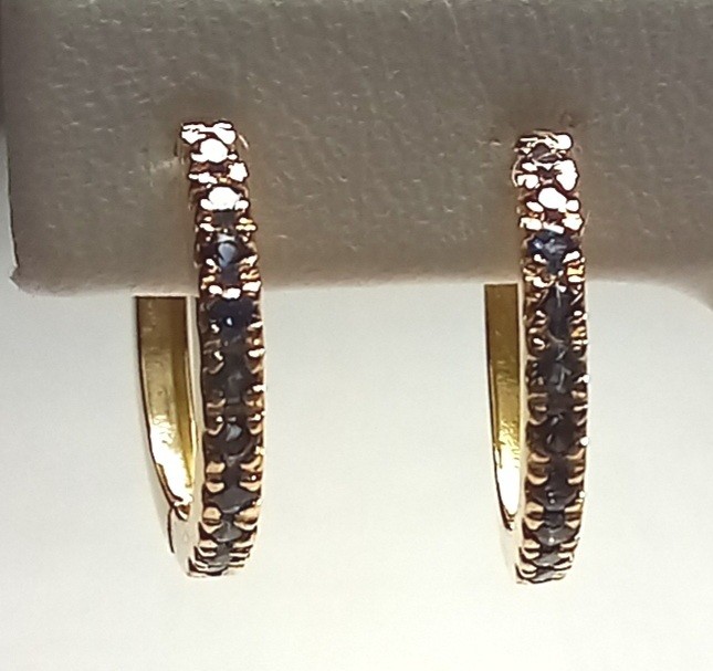 Pendientes de aro con Zafiros Azul en oro 18K