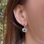 Pendientes de circonitas y Topacio Azul en oro de 18K