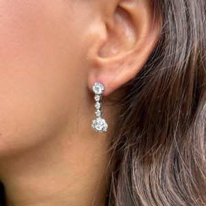 Pendientes de circonitas en oro blanco de 18K - Imagen 1