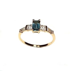 Sortija circonitas y London Blue en oro 18K - Imagen 3