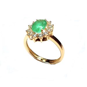 Sortija circonitas y esmeralda en oro 18K - Imagen 3