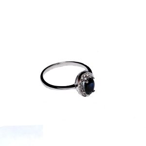 Sortija de diamantes y zafiro Azul en oro 18K - Imagen 3