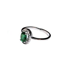 Sortija de diamantes y esmeralda en oro 18K - Imagen 3